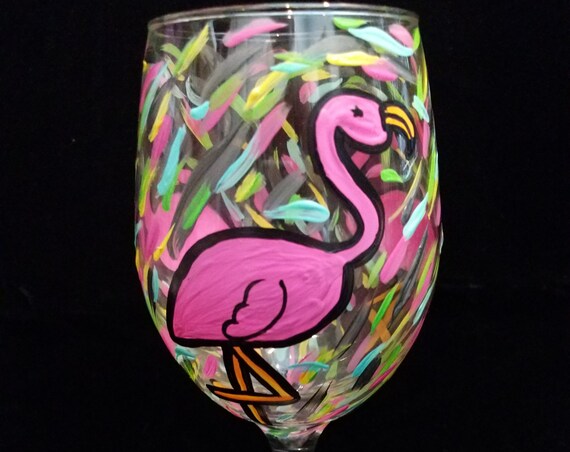 Flamingo Wine Glass, Fun Flamingo glass,
