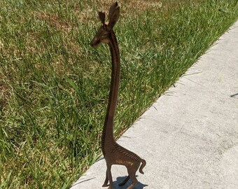 Brass giraffe figurine, Gold giraffe, Safari, nursery