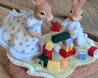 Royal Doulton Susan and Harry Bunnykins Minding the Baby Brother Figurine 3172