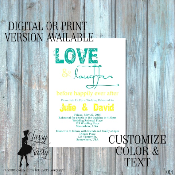 Love and Laughter Before Happily Ever After Invitation, Rehearsal Dinner Invitation, Couples Shower Invitation 014