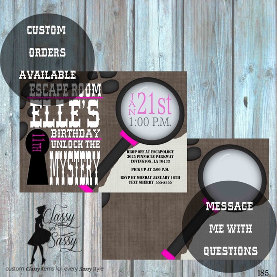 Escape Room Birthday Party, Tween Birthday party, Teen birthday party, Escape room Invitation -185
