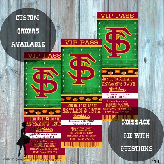 San Fransico 49ers ticket invitation, Football theme party invitation, Ticket Invitation, 219