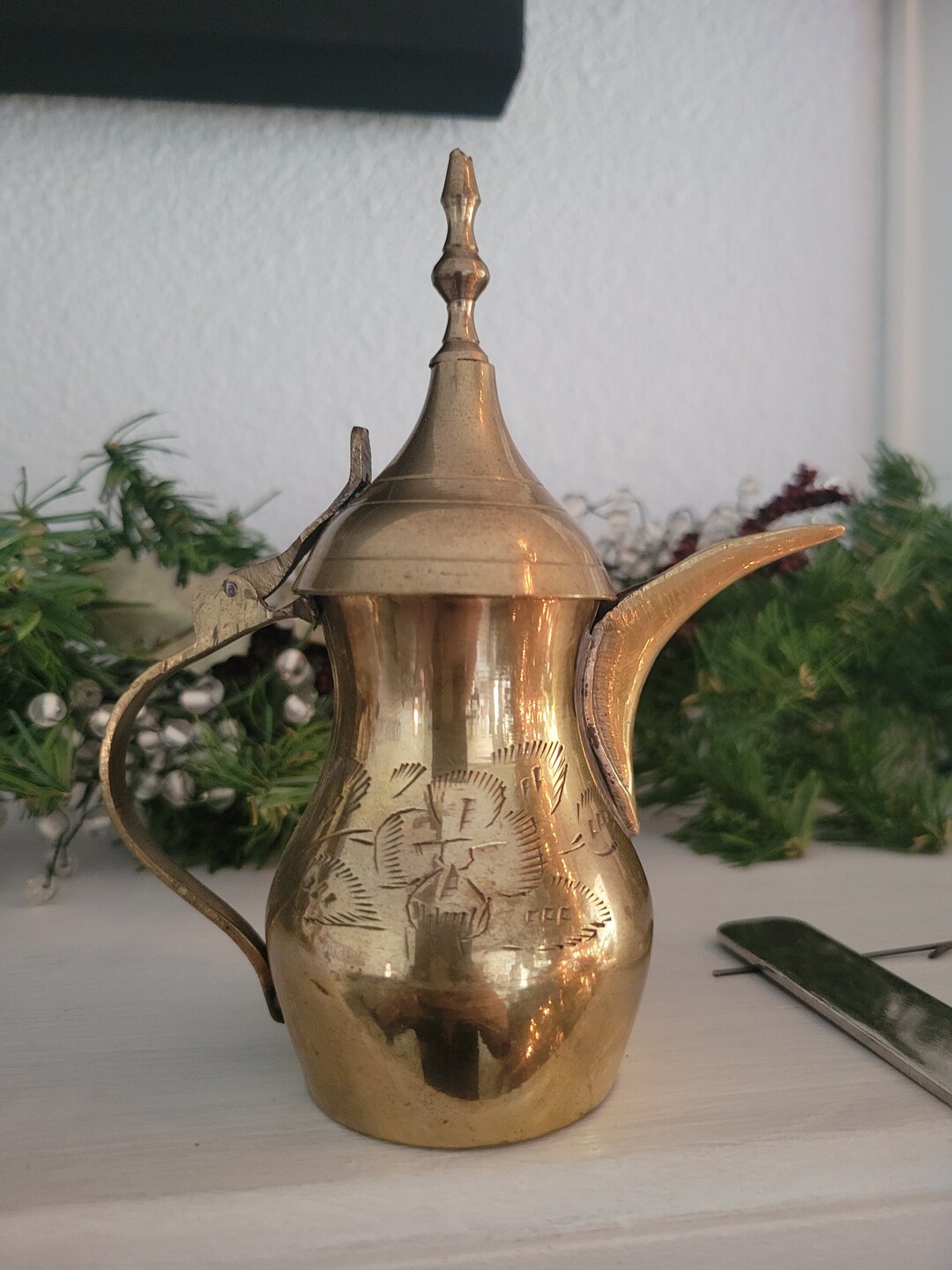 Solid Brass Teapot Arabic Dallah Saudi Arabia Middle Eastern Etsy UK