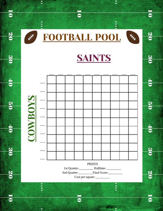 100 Squares Nfl Football Pool Printable Template Football