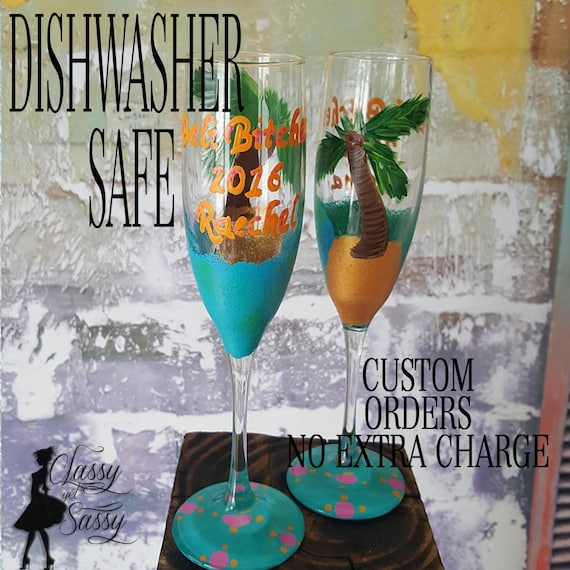 Summer Wine Glass,Beach Wineglass, Beach Bum Wine glass, beach babe, spring break wine glases