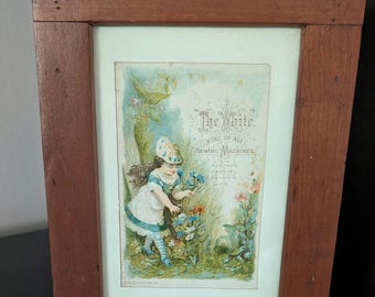 1880年代のミシントレードカード｜木枠のビクトリア朝時代の少女