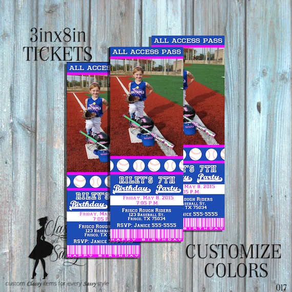 Softball invitation -girl baseball birthday invite- softball ticket invitation - girls invitation - DIY Printable invitation-017-2