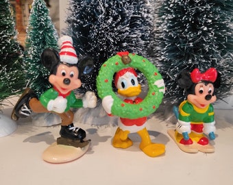 Vintage Disney Holiday Figurines Applause Christmas Mickey Minnie Donald Set