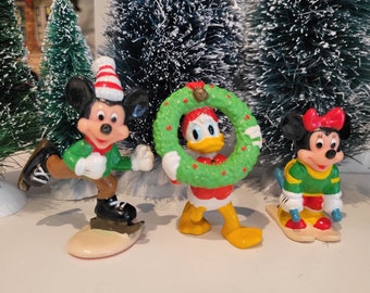 Vintage Disney Holiday Figurines by applause Vintage Christmas Decorations, Christmas Disney Mickey, Minnie and Donald