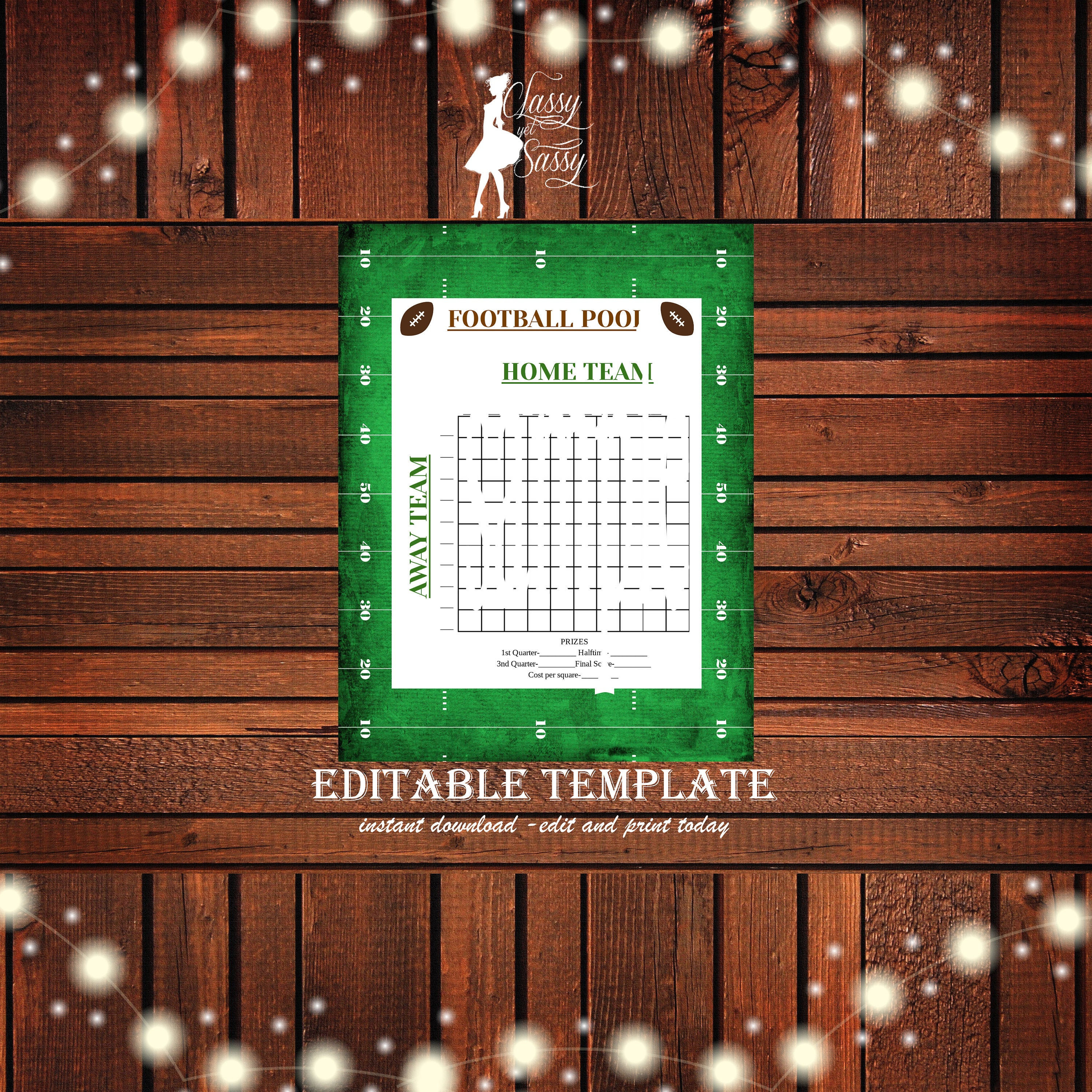 Football Squares Football Pool Printable Football Pool - Etsy