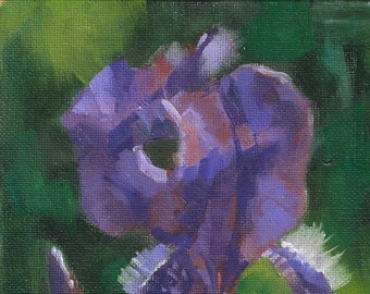 Oil Painting of a Purple Iris by Marlene Lee, wall decor