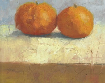 Painting of Two Oranges in oils, kitchen decor