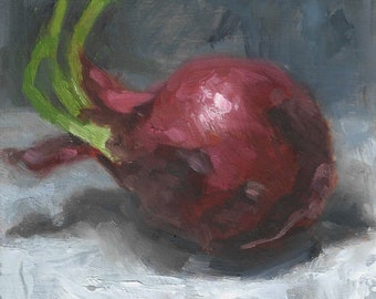 Red Onion, still life oil painting, kitchen wall decor