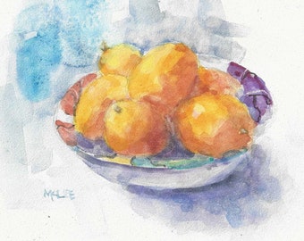 Bowl of Lemons, watercolor painting