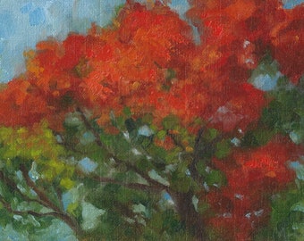 Autumn Leaves oil painting, trees art, wall decor