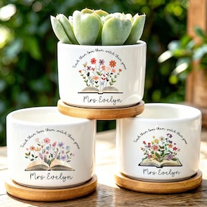 Custom Teacher Appreciation Flower Pot, Personalized Name Succulent Planter, Thank You Gift from Student, Classroom Decor