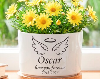 Maceta conmemorativa personalizada para mascotas, maceta personalizada para flores conmemorativas, en memoria de una mascota, regalo por la pérdida de una mascota, regalo personalizado en recuerdo de un perro o gato.
