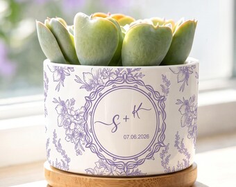 Maceta de cerámica personalizada para aniversario, maceta para suculentas con nombres personalizados para esposa o esposo, regalo de San Valentín, regalo de aniversario