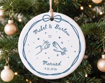 Decorazione natalizia personalizzata per il primo Natale da sposati, decorazione stravagante per "Just Married", ricordo di nozze, primo Natale insieme 2026