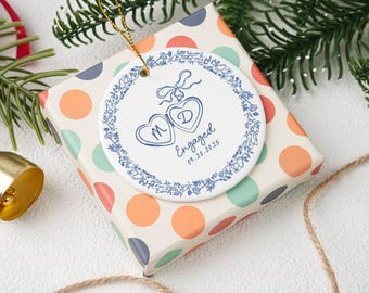 Adorno para la primera Navidad de compromiso, adorno para regalo de compromiso, adornos para la primera Navidad de compromiso, regalos de recuerdo, regalos para pareja, regalo de aniversario