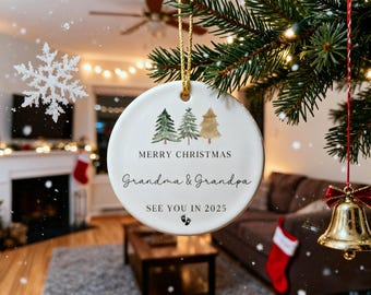 Adorno para abuelos, Adorno navideño, Anuncio de embarazo, Anuncio de nacimiento a los abuelos, Adorno para anunciar la llegada del bebé.