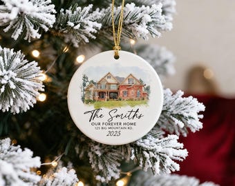 Décoration de maison aquarelle personnalisée, décoration de Noël personnalisée pour la maison, cadeaux personnalisés pour décoration de Noël, pendaison de crémaillère, cadeaux de pendaison de crémaillère
