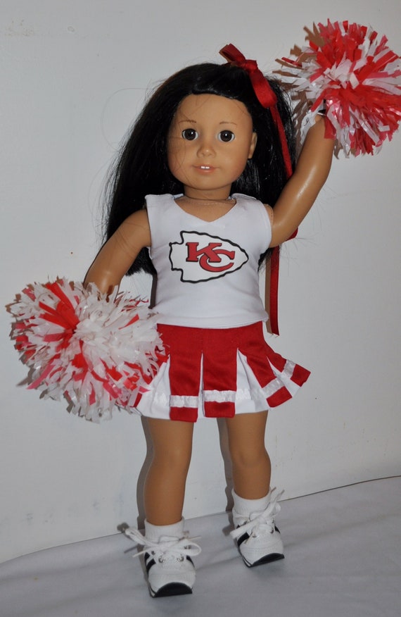 Personalized Cheerleader Outfit Set for Girl 18/" Doll red made in America