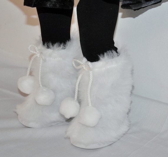 white fur boots