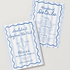 Editable Last Sail Before the Veil Bachelorette Invitation and Details