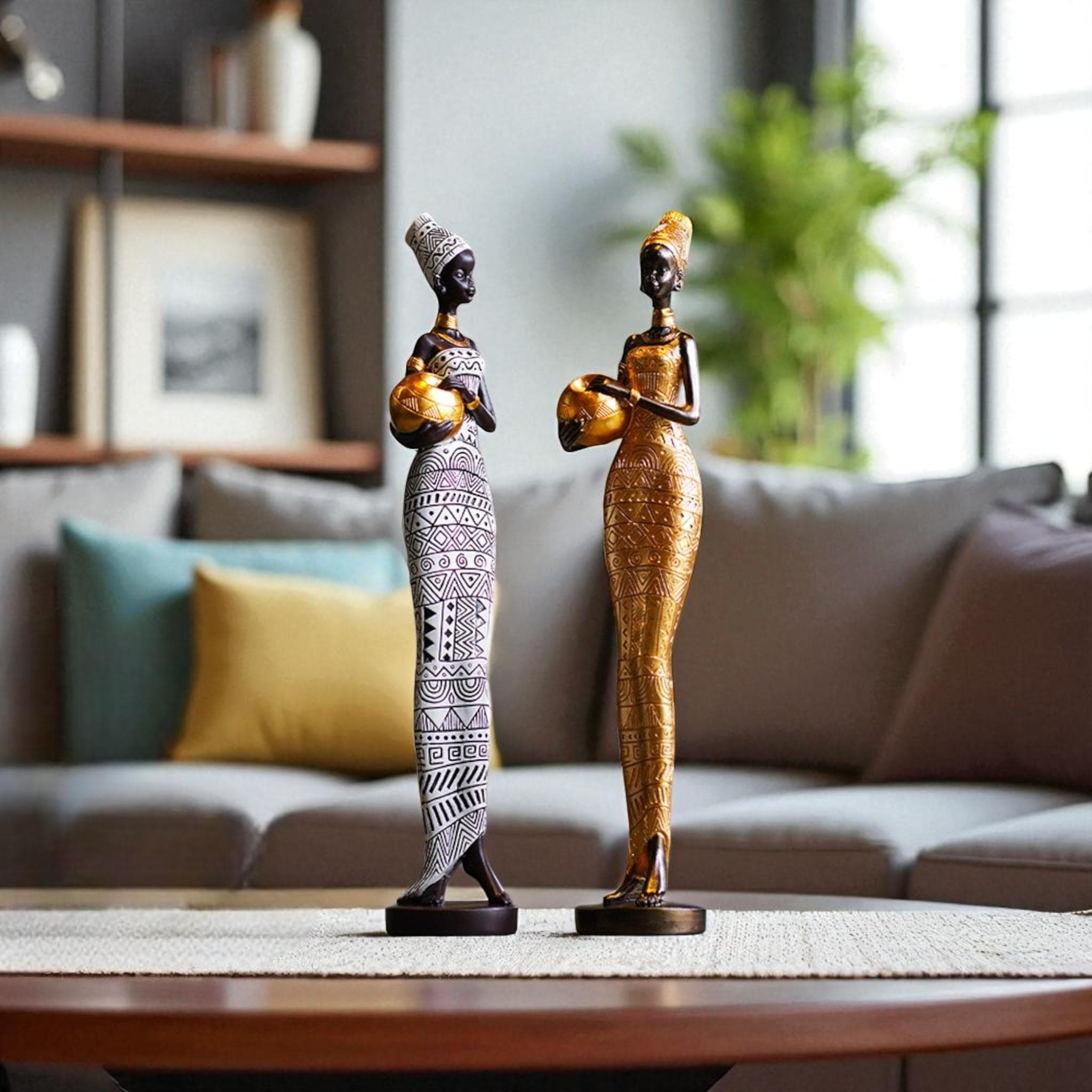 アフリカンアート 木彫り人物像 女性像 民芸品 置物 大型 インテリア