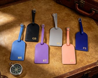 Custom Engraved Leather Luggage Tag – Personalized Travel Accessories