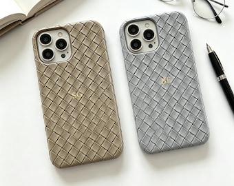 Custom Woven Phone Case | Personalized Name Braided Texture Case | Stylish Gift for Men & Women