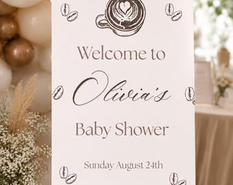 Coffee Theme Baby Shower Welcome Sign, A Baby is Brewing Template (Digital Download)