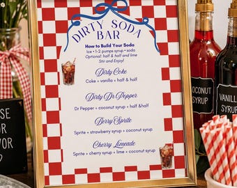 Dirty Soda Bar Sign, Party Menu Printable, Drink Station Decor (Instant Download)