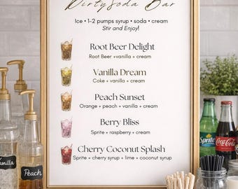 Dirty Soda Bar Menu Sign Template | Party Drink Recipes (Digital Download)