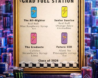 Graduation Energy Drink Bar Sign | Class of 2026 Party Decor (Digital Download)