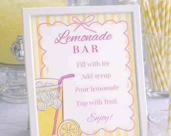 Lemonade Bar Sign | Printable Party Drink Station Menu (Digital Download)