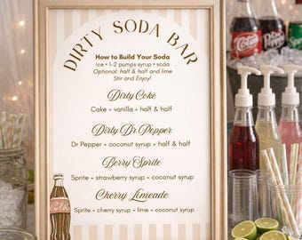 Dirty Soda Bar Sign | Baby Shower Drink Station Menu (Instant Download)