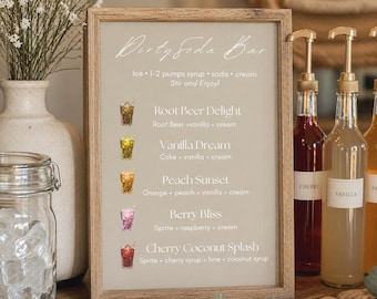 Dirty Soda Bar Menu Sign – Editable Canva Template (Digital Download)
