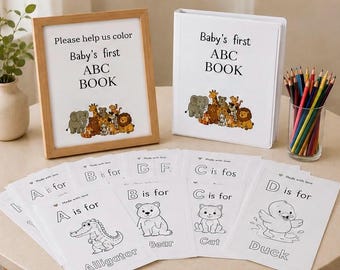 Baby Shower ABC Coloring Book: Animal Alphabet Keepsake Activity