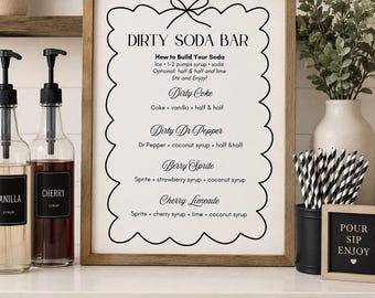 Dirty Soda Bar Sign Template | Editable Canva Drink Menu (Digital Download)