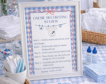 Onesie Decorating Station Sign | Baby Shower Activity Instructions (Digital Download)