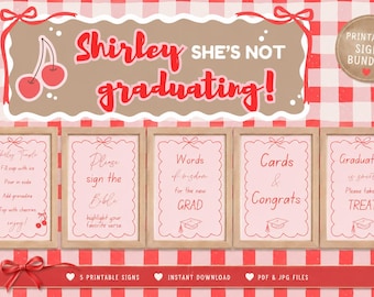 Shirley Temple Graduation Party Bundle, Editable Canva Decor, Printable Signs (Instant Download)