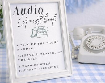 Audio Guestbook Sign Template, Wedding Phone Instructions (Digital Download)