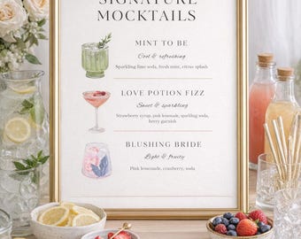Mocktail Menu Template | Signature Drinks Sign (Digital Download)