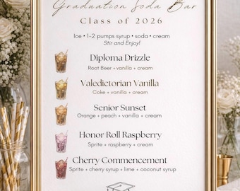 Menú digital de la barra de refrescos de graduación (descarga gratuita)