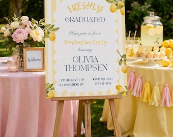 Lemon Graduation Welcome Sign Template | Editable Party Decor (Digital Download)