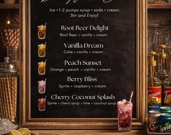 Editable Dirty Soda Bar Menu Sign Template, Party Drink Station Sign (Digital Download)