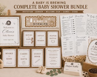 A Baby Is Brewing Baby Shower Bundle, coffee theme