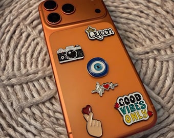 Engraved Metal Phone Stickers, Hard Enamel 3D Charms for Laptops, iPads